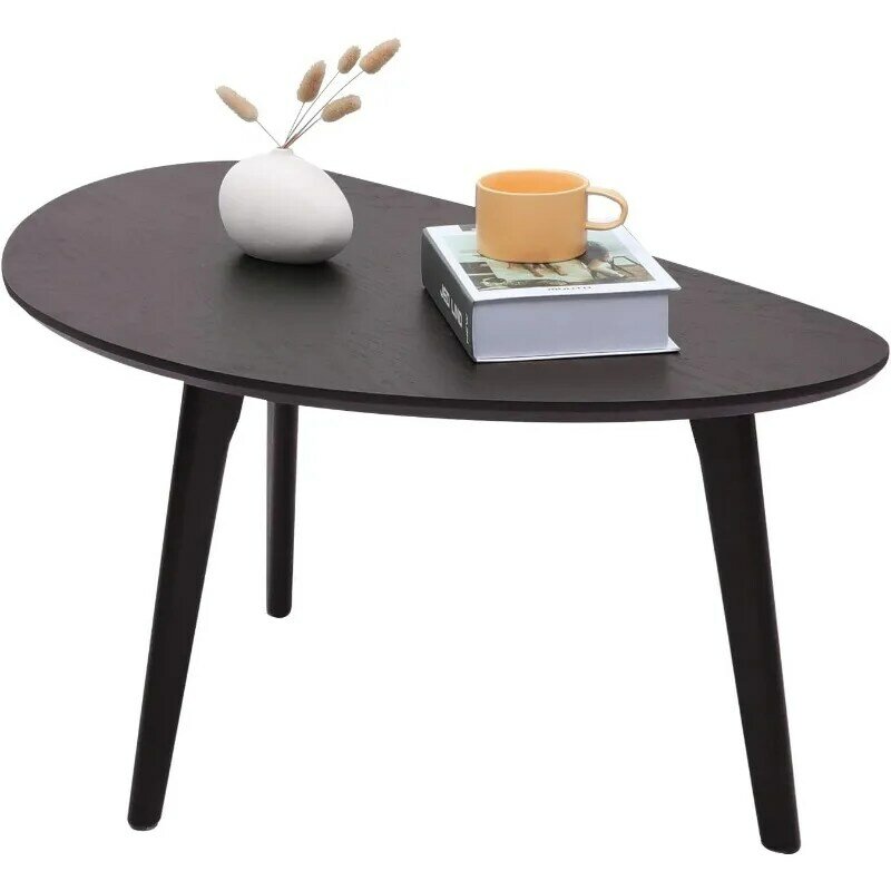 リビングルームセンター用の小さな楕円形のコーヒーテーブル、ミニマリストディスプレイ、ネイチャーウッド、ミッドセンチュリーモダン
