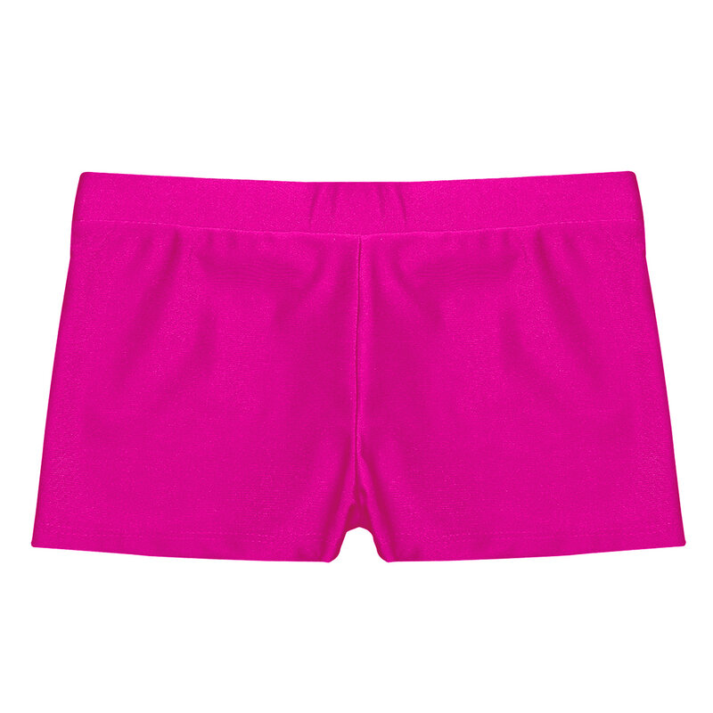 Celana Pendek Pinggang Depan V Elastis untuk Anak Perempuan Celana Warna Solid Sejuk untuk Latihan Senam Olahraga Tari Kebugaran
