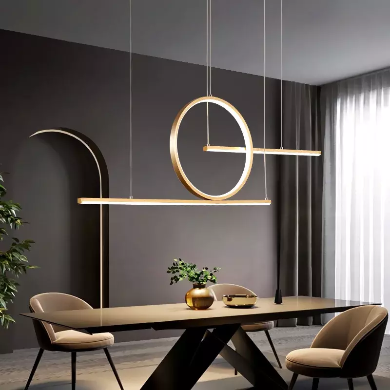 Nordic Black Gold Chandeliers with Remote Control Dining  Room Living Room Pendant Lamp Indoor Lighting Fixtures