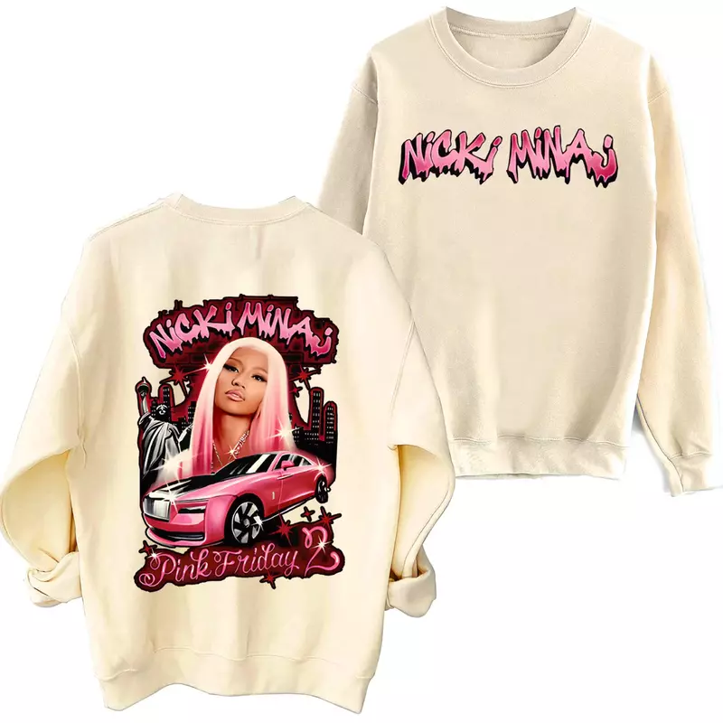 2024 Nicki Minaj Tour Sweatshirt Harajuku Round Neck Long Sleeve Oversized Hoodie Fans Gift