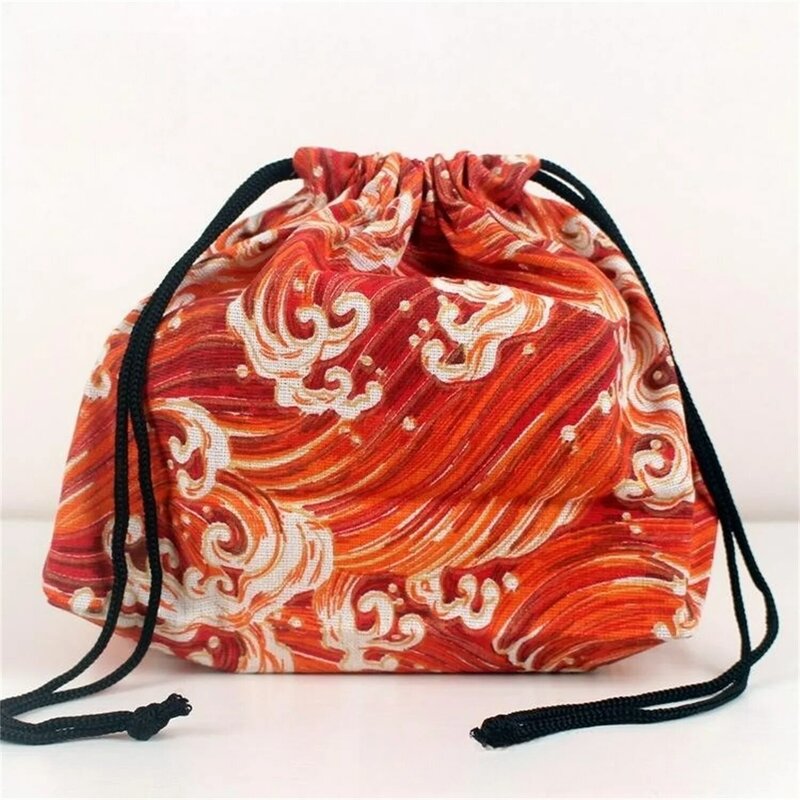 1Pc Japanese Style Drawstring Lunch Box Storage Bag For Travel Picnic Portable Easy Wash Bento Lunch Box Tote Pouch