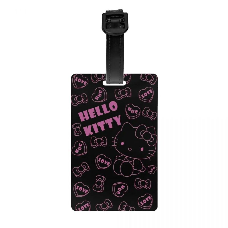 Hello Kitty ป้ายกระเป๋าการ์ตูนน่ารักสำหรับกระเป๋าเดินทางป้าย ID ปกแบบเป็นส่วนตัว