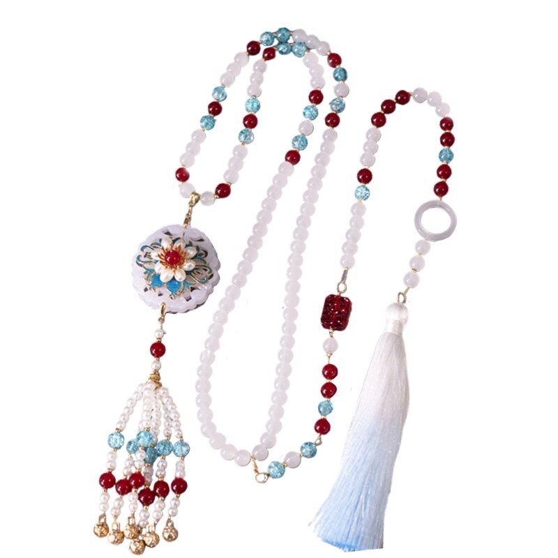 Traditionelle Halskette mit Perlen, Perlen, Blumen, traditioneller chinesischer Rock