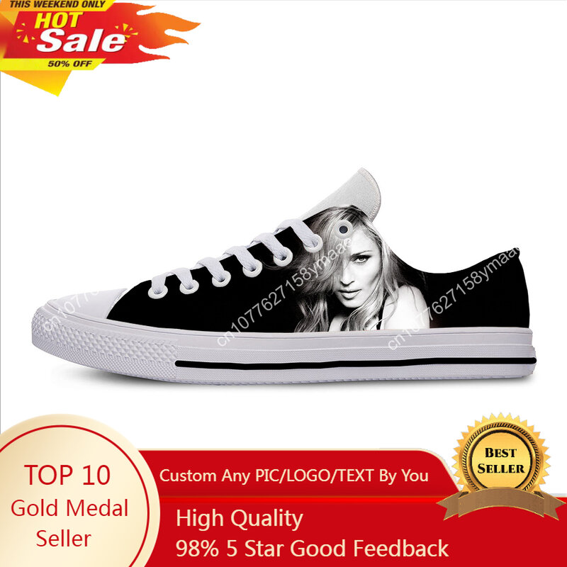 Hot Summer Fashion Madonna Music Pop Singer Cute Funny Low Top Casual Shoes Men Women Latest Sneakers Classic Board Shoes
