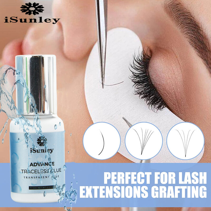 ISunley 1S Quick Drying Powerful False Eyelash Extension Glue Transparent Eyelash Glue Low Irritation Waterproof Eyelash Glue