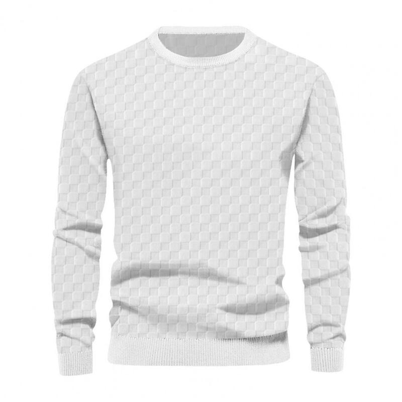 Top w kratkę sweter z długim rękawem dla mężczyzn luźny krój t-shirt z elastyczny mankiet wiosennym topem gruba miękka tkanina nowoczesna