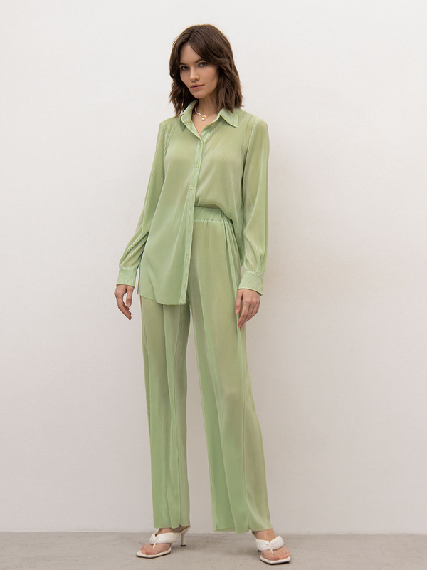 Marthaqiqi-Conjunto de ropa de dormir de manga larga para mujer, camisones con cuello vuelto, pantalones, pijama informal, traje de 2 piezas, color verde
