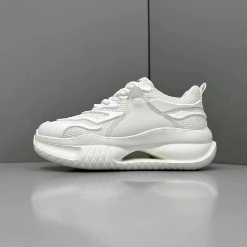 Zapatillas deportivas de suela gruesa para hombre y mujer, zapatos informales a la moda para caminar al aire libre, color blanco, 2024