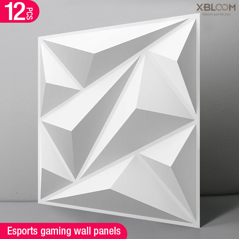 12 buah Panel dinding seni 3D Super Game Esports, Dekor dinding tahan air PVC, ubin stiker dinding 3D, desain berlian, dekorasi rumah DIY