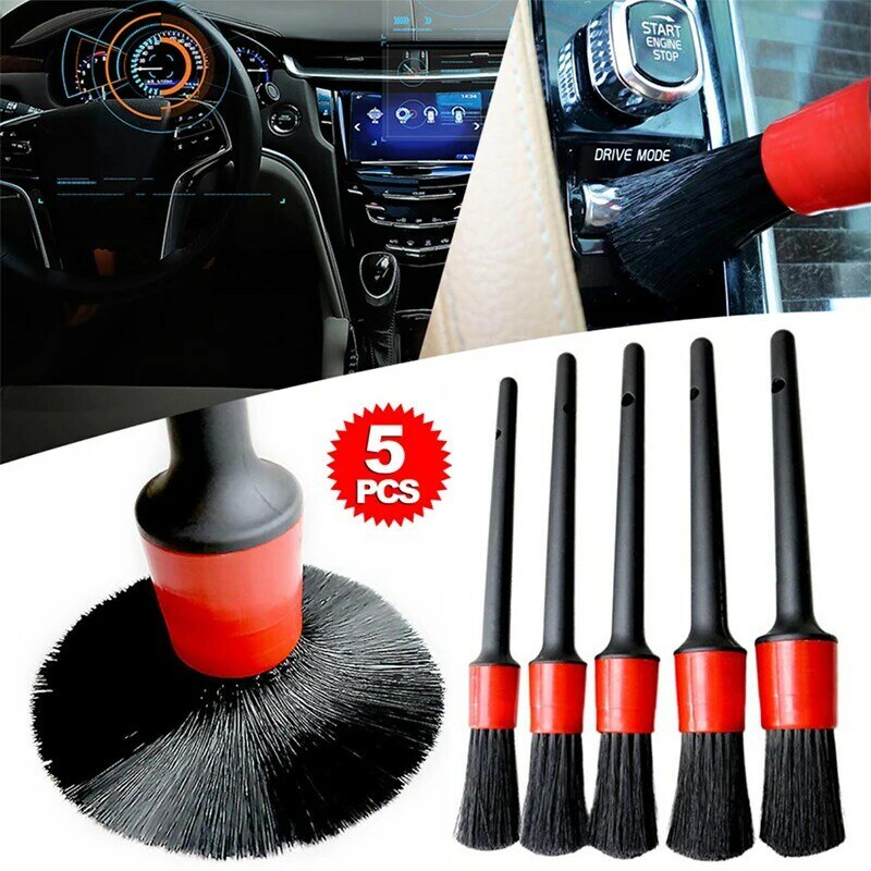 5PCS Car Detailing Brushes Clean Seat Detail Brush Car Wash Slit Brush for Car