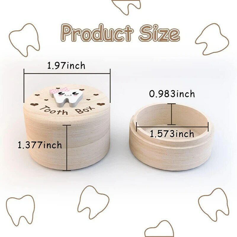 Zahnbox für Mädchen, Herz geschnitzte Holzkiste Aufbewahrung sbox mit 3D-Zahn, Souvenir fallen Zahn Andenken Aufbewahrung sbox Geschenk