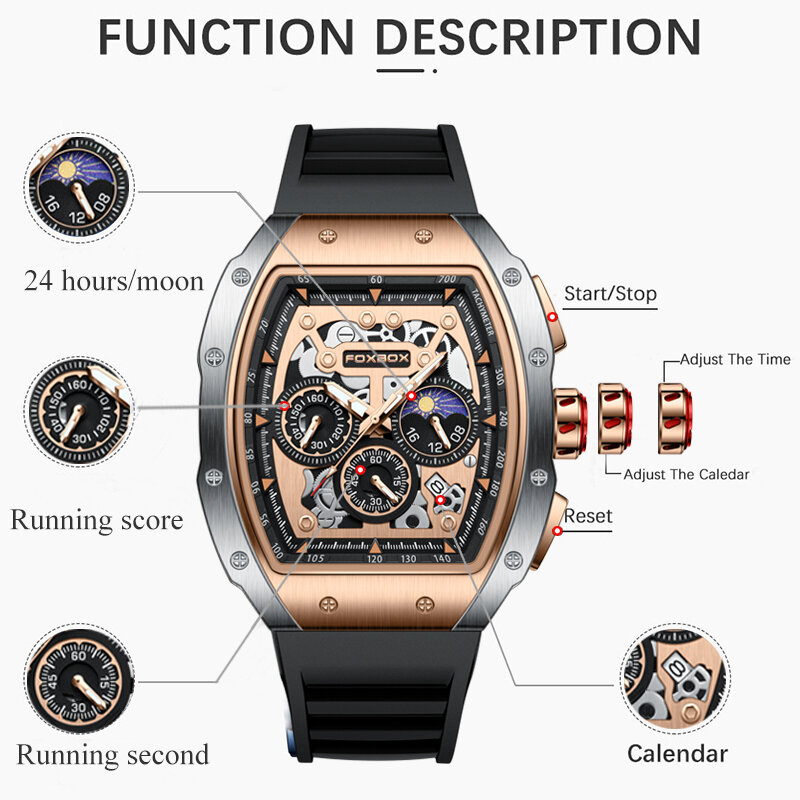 Lige Luxe Casual Sport Horloge Topmerk Creatieve Chronograaf Siliconen Band Datum Lichtgevende Waterdichte Grote Mannen Horloges Mannelijke Klok