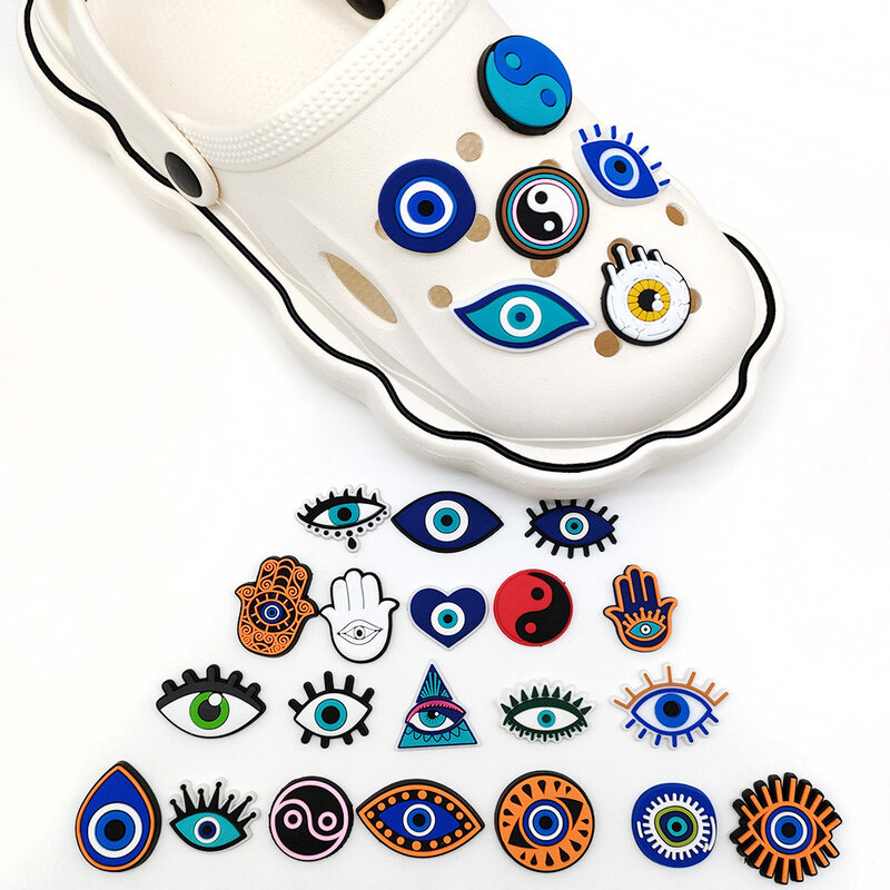 26 designerskich kapci z serii eye z PVC Charms do toreb z klamrą dopasowane opaski dekoracja butów DIY drop shipping
