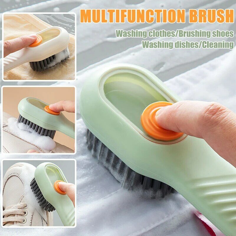 Multifuncional limpeza sapato escova automática sabão líquido adicionando escova punho longo macio-cerdas escova escova de roupa ferramenta de limpeza doméstica
