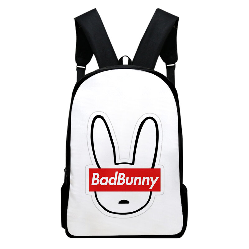 New Bad Bunny Backpack Primary Middle School Students Boys Girls Schoolbag Women Men Large Capacity Zipper Laptop Backpack