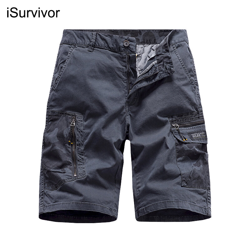 ISurvivor-pantalones cortos tipo Cargo para hombre, Shorts a la moda, militares, tácticos, informales, con múltiples bolsillos, holgados, de talla grande, Verano