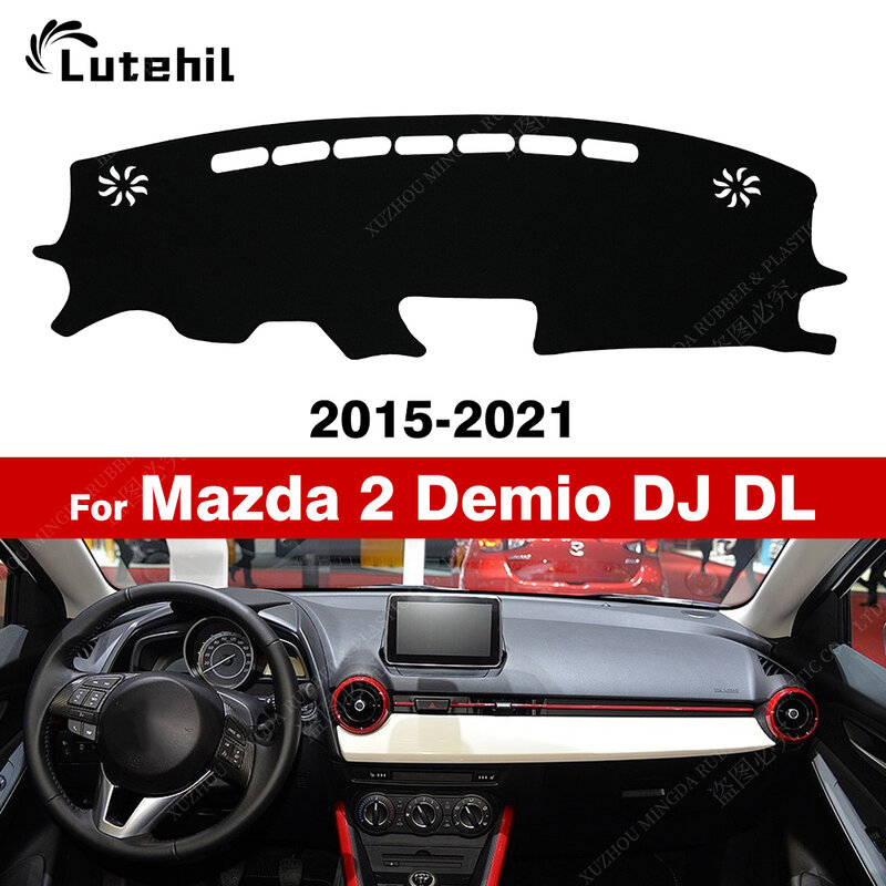 Cubierta de salpicadero de coche, alfombrilla Anti-UV para Mazda2, Demio, Mazda 2, DJ DL 2015-2021, 16, 17, 18, 19, 20, accesorios para coche