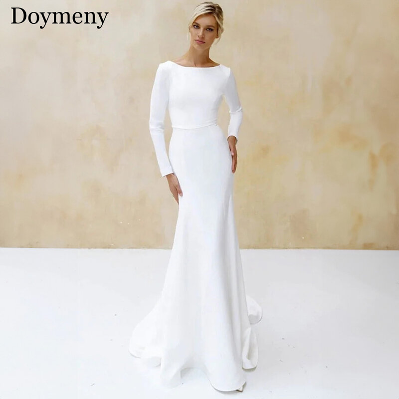 Очаровательные свадебные платья Doymeny для женщин, Русалка с высоким воротом и открытой спиной, потрясающие свадебные платья, платье для невесты