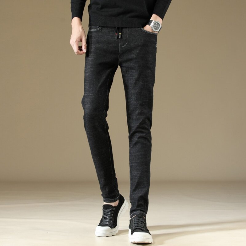 Модные мужские джинсы, Новинка весна-осень 2024, повседневные классические прямые облегающие джинсы, Мужская одежда, эластичные джинсовые мужские брюки