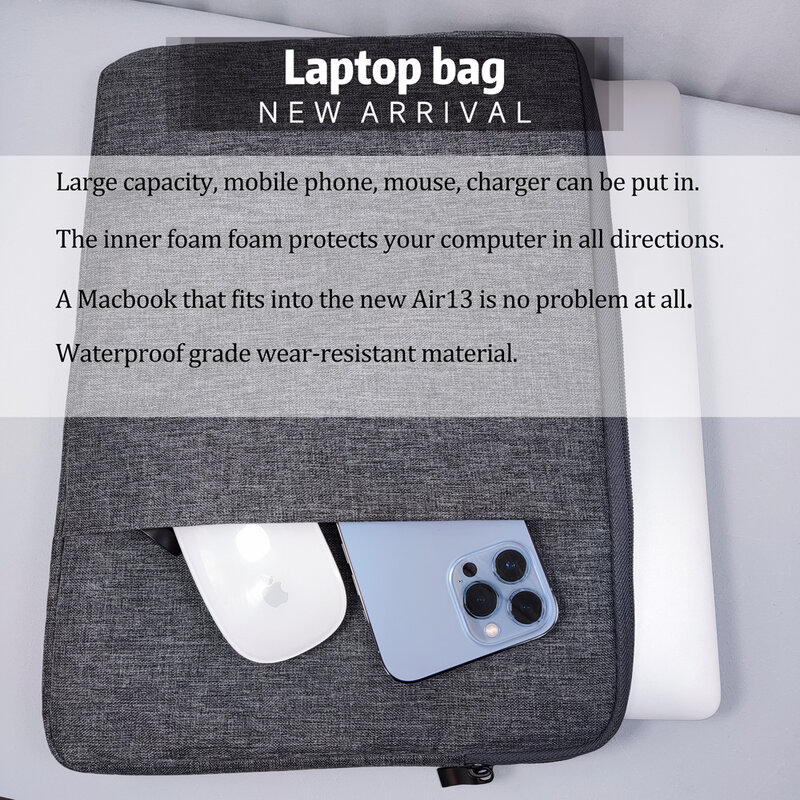 Tas Laptop untuk Macbook Air M2 Casing 12 13.3 14 15 Kantong Dalam untuk Macbook Pro Air M1 Lenovo Dell HP Huawei Xiaomi Tas Denim