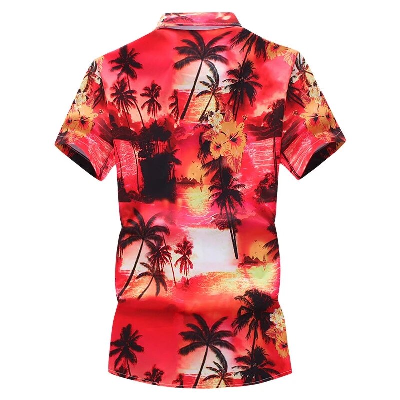 Мужская пляжная гавайская рубашка с 3D-принтом, Повседневная футболка с коротким рукавом, размеры до 5xl, 2024