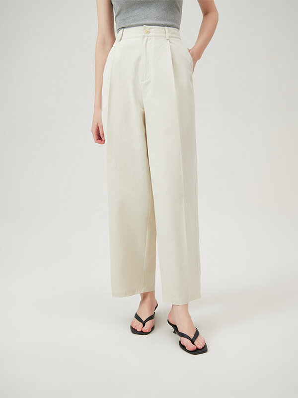 FSLE-Calça reta de cintura alta feminina, estilo coreano, casual, versátil, pendulares, verão, nova calça feminina, 24FS12461, 2024