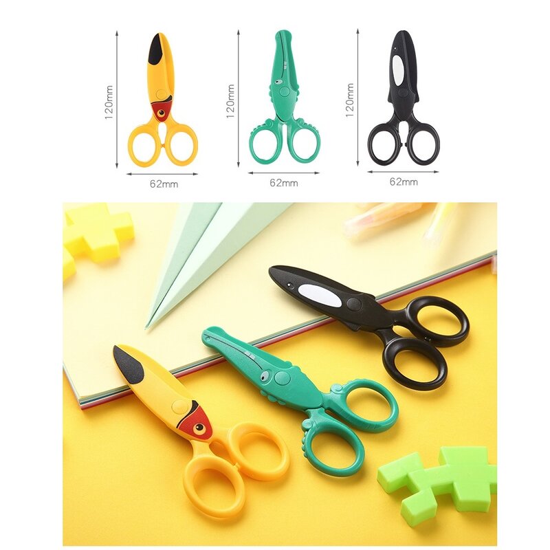 1pcs Cartoon Plastic Knife Cutter Safety Scissor Cute Animal Scissors for Kids DIY Paper Handwork Art Office School Supplies