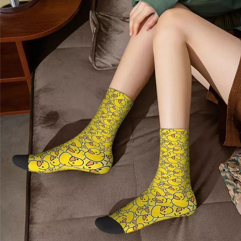 Желтые классические резиновые носки с изображением уток Harajuku поглощающие пот чулки всесезонные длинные носки аксессуары для подарка унисекс