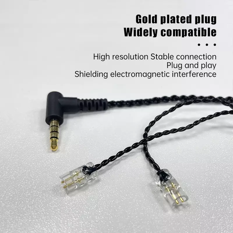 Kabel asli tembaga bebas oksigen empat untai 3,5mm 0,75 kawat upgrade pin ganda dengan kabel earphone 2pin gandum.