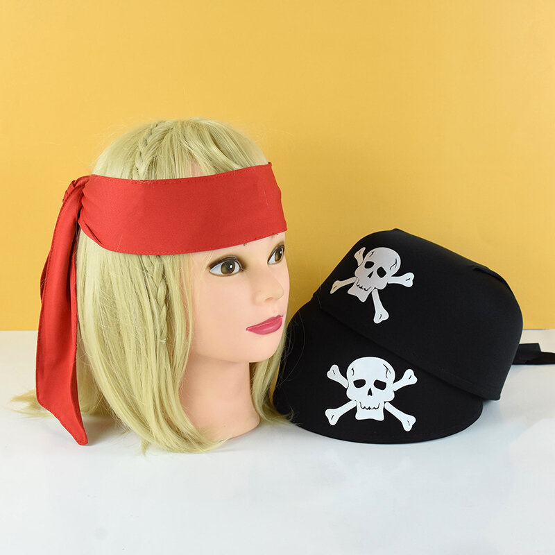 Accesorios de disfraz de capitán pirata para niños, sombrero, gancho, esqueleto, Parche de ojo, regalo, juguete, Pirata, fiesta, suministros de decoración de Halloween