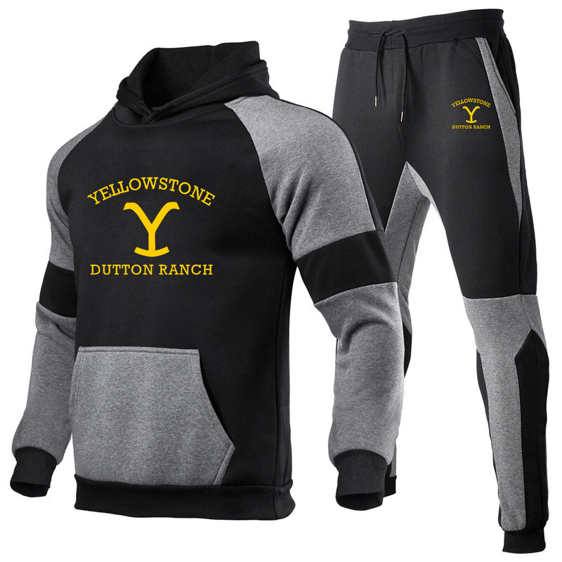 2024 baru sweter bertudung gambar cetak olahraga fitshi Dutton Ranch TV Amerika musim gugur celana olahraga set 2 potong