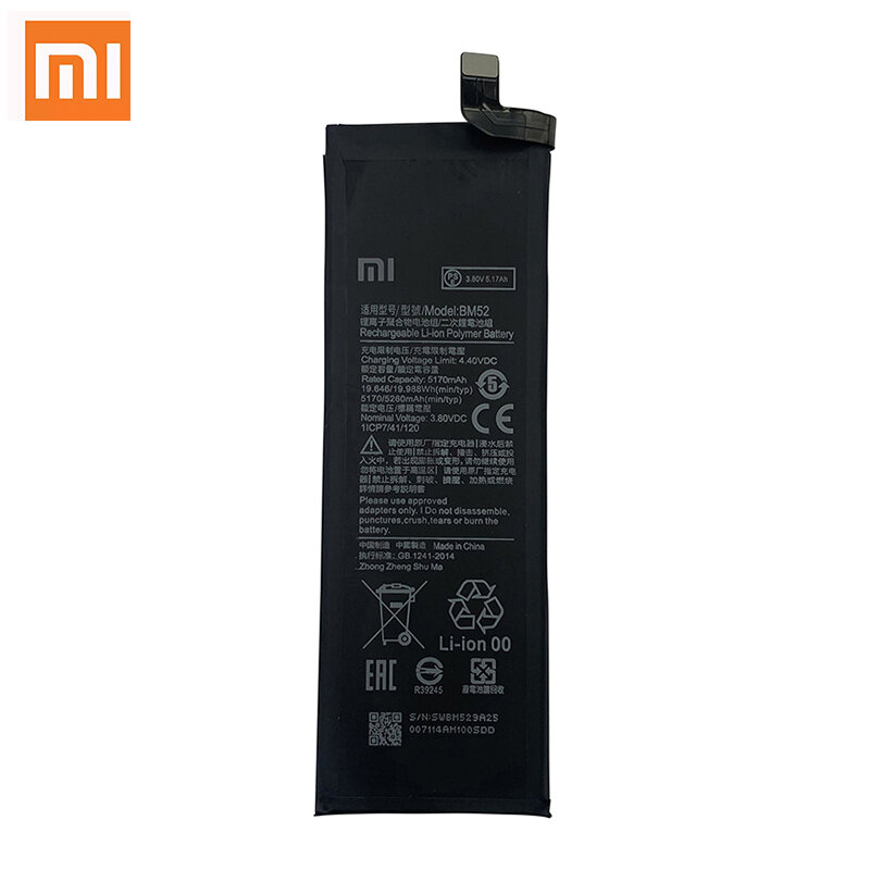 100% Original BM52 5260mAh Phone Battery For Xiaomi Mi Note 10 Lite / Note 10 Pro / CC9pro CC9 Pro Replacement Batteries Bateria
