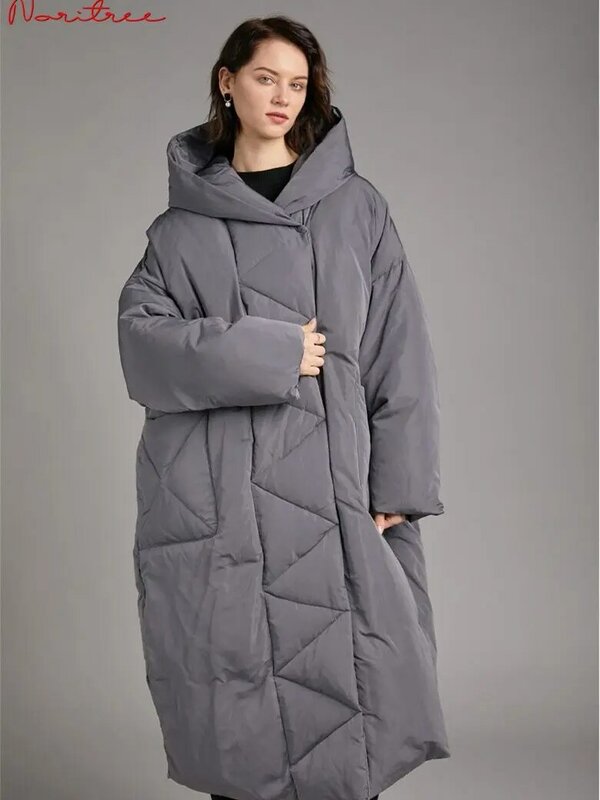 Abrigo de plumón de pato para mujer, Chaqueta larga con capucha, Parkas gruesas y cálidas, talla S a 7XL, F192, 110kg