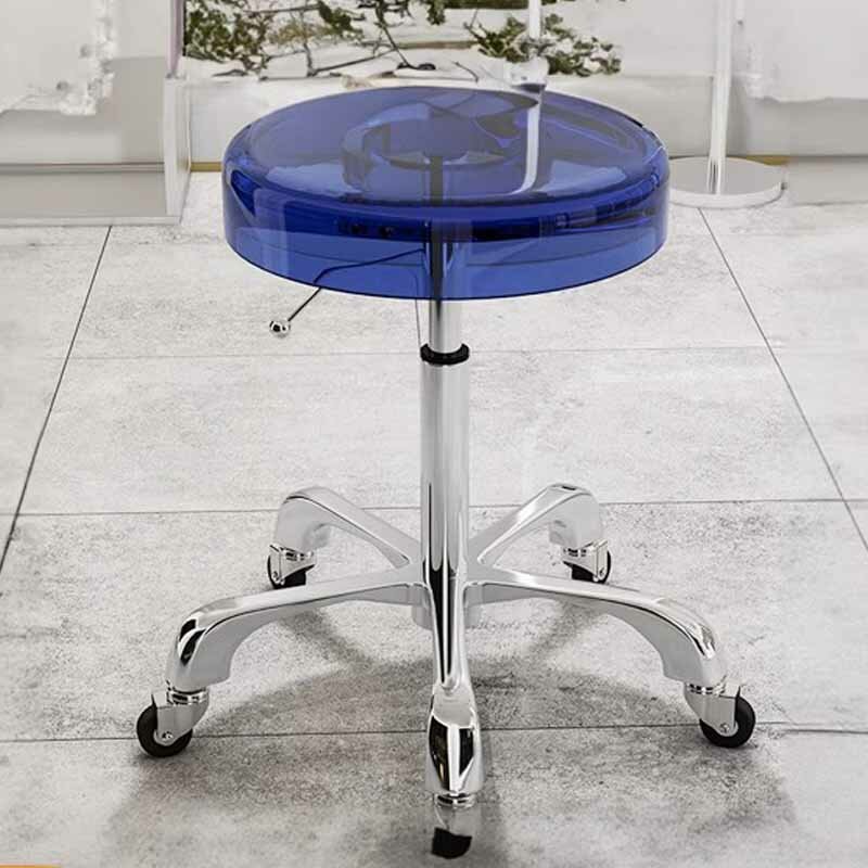 Hairdresser Stools  Acrylic Round Beauty Manicure Stool Salon Shaving Barber Chairs Esthetician Stool With Wheels Rotating Chair