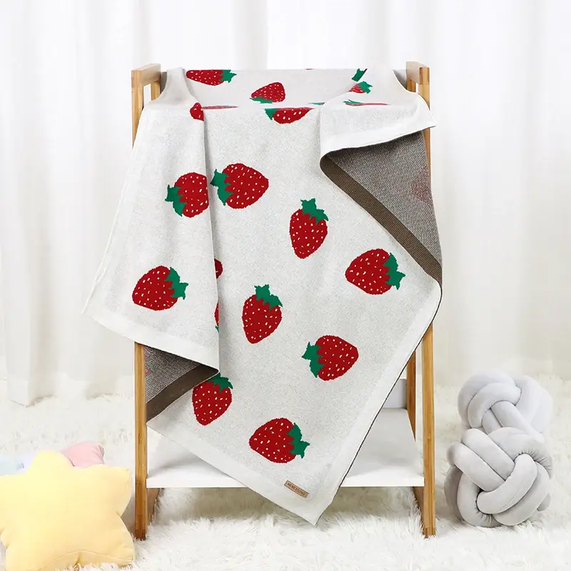 Детское трикотажное одеяло в клетку, 100% хлопок, 100x80 см
