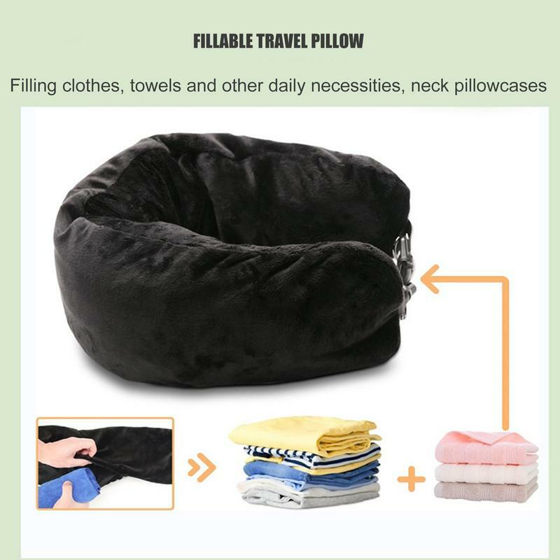 Fillable Neck Pillows for Car Train Airplane Travel Refillable Storage Bag Neck Pillow Lightweight Portable U Shaped Pillow