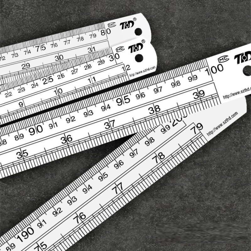 Double Side aço inoxidável régua reta, regra métrica, ferramenta de medição de precisão, escola e material de escritório, 15cm, 6 in, 30cm, 12 in