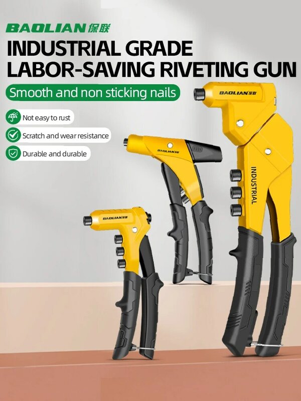 50pcs Rivet Nut and Hand Riveter Set Professional Manual Rivet Gun Tool For Home Repair Rotating Dual-purpose Rivet Gun Tool