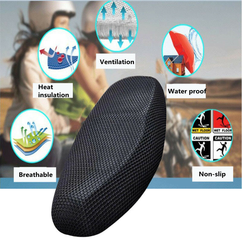 Motorcycle Seat Cover Breathable Summer Cool Honeycomb Design Ventilation Nonslip Motorbike Scooter Cushion Seat Cover Protector