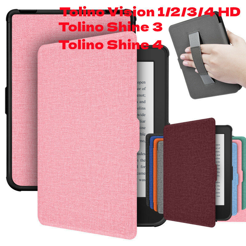 เคสแบบมีสายคล้องมือสำหรับ tolino Vision 1/2/3/4 HD eBook Reader ฝาครอบป้องกันสำหรับ tolino ส่องแสง3/4 Shine4เคสซัมซุง eBook