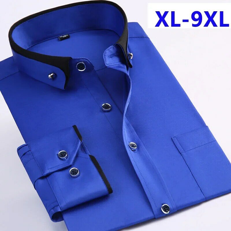 새로운 도착 봄 상업 쉬운 관리 셔츠 남성 특대 긴 소매 패션 정장 고품질 플러스 사이즈 M-7XL8XL9XL