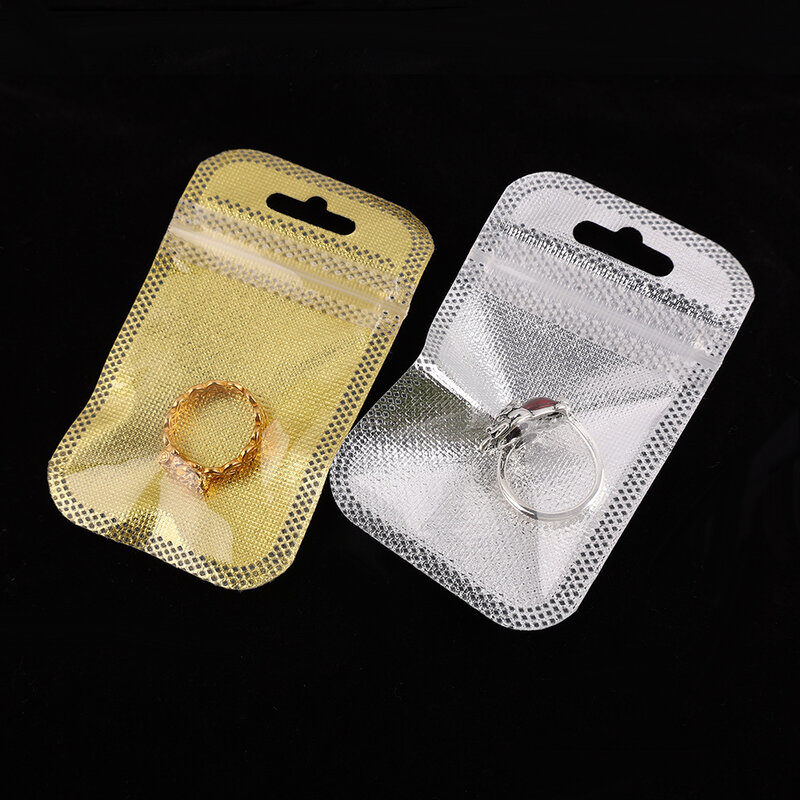 50 Buah Tas Penyegelan Diri Transparan Kantung Gantung Tas OPP Tebal untuk DIY Kotak Penyimpanan Kemasan Display Ritel Organizer Perhiasan