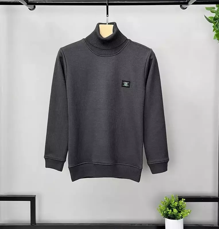 2023New sweter rajut kerah tinggi bordir huruf trendi baru pakaian pria Pullover rajut hangat elastis mewah hangat musim gugur musim dingin