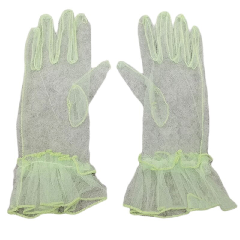 Изысканные тюлевые перчатки длиной до запястья, перчатки с длинными пальцами, короткие перчатки для свадьбы