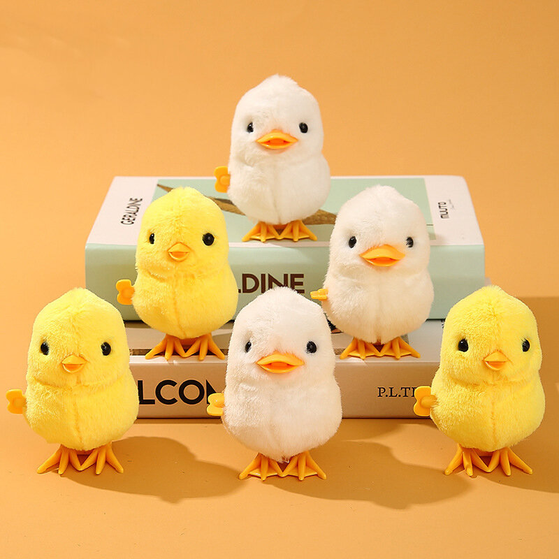 2/4 Buah Bebek Kecil Mainan Angin Kuning Melompat Ayam Lucu Mewah Simulasi Pendidikan Berjalan Ayam Mainan Menarik untuk Anak-anak