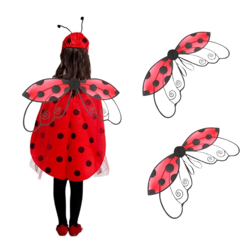 Red Ladybug Fairy Wings Nymph Wings Dress Up Birthday Party Costume Halloween- Angel Wings Princess