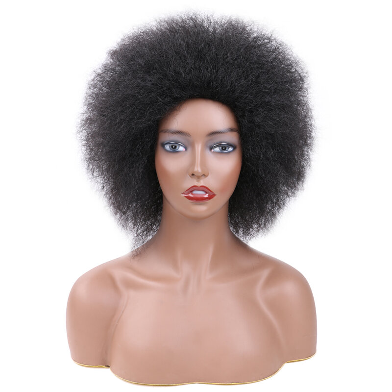 Peluca Afro sintética para mujeres negras, pelo liso Yaki, rizado, corto, Natural, para Cosplay
