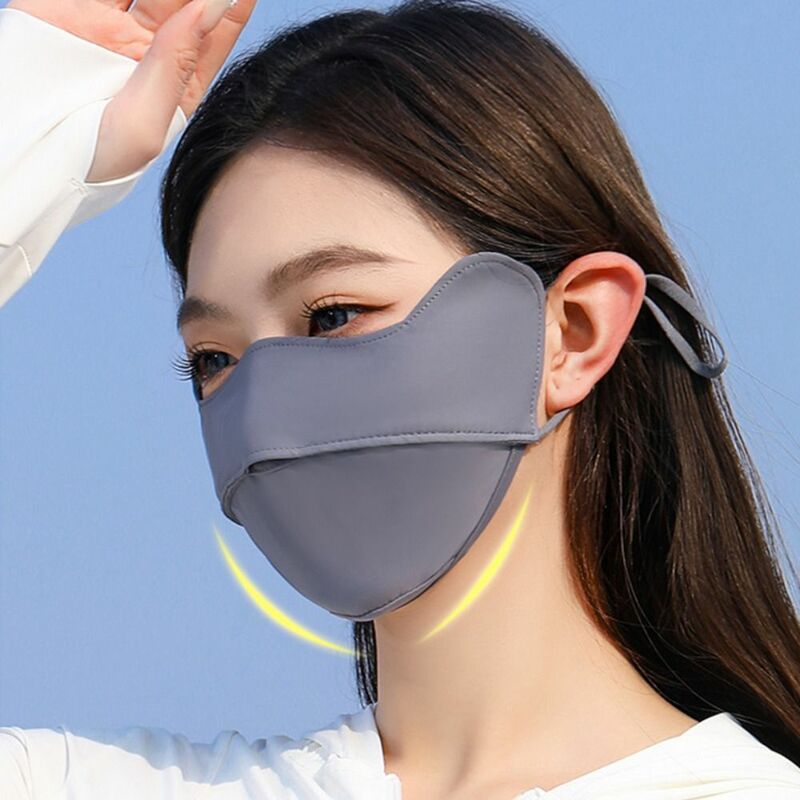 Maschera estiva in seta di ghiaccio maschera elastica in tinta unita maschera per il viso maschera per la protezione degli occhi protezione solare velo per il viso sport