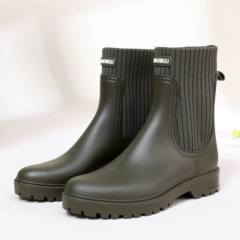 Nieuwe 2023 Zomer Dames Regenlaarzen Mode Outdoor Platform Laarzen Vrouwen Comfortabel Werk Regenlaarzen Antislip Pull-On Regenlaarzen
