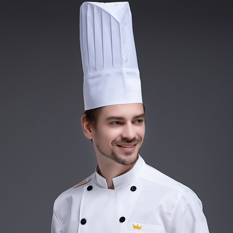 Men Kitchen Elastic Cap Hotel Restaurant Kitchen Chef High Hats Catering Serve Bakery Cake Shop Breathable Cook Medium Hat